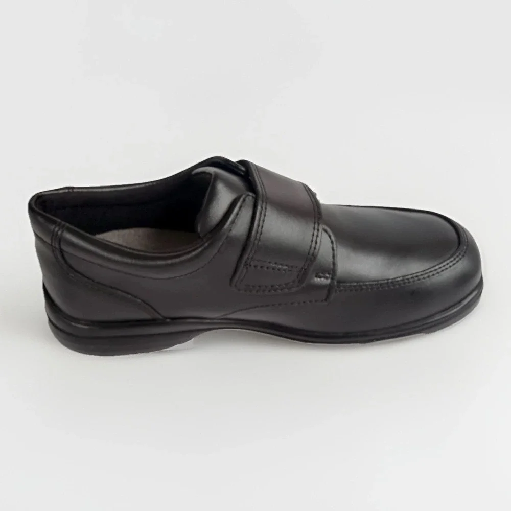 Hush Puppies HP853916 Boy's Size 2 M Leather Gavin School Slip‎ On Shoes Black